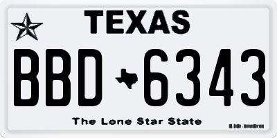 TX license plate BBD6343