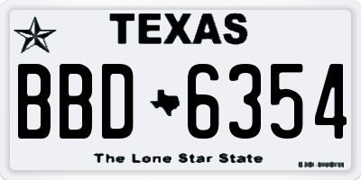 TX license plate BBD6354