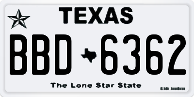 TX license plate BBD6362
