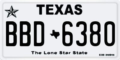 TX license plate BBD6380