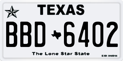 TX license plate BBD6402