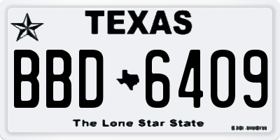 TX license plate BBD6409