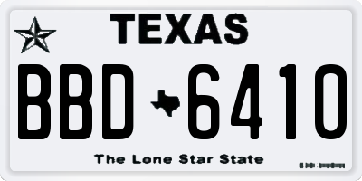 TX license plate BBD6410