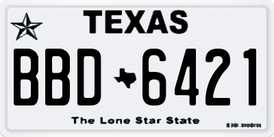 TX license plate BBD6421