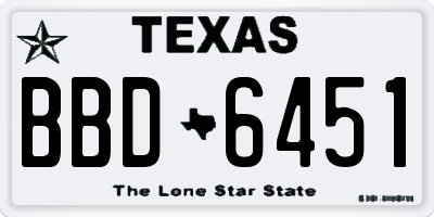 TX license plate BBD6451