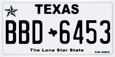 TX license plate BBD6453