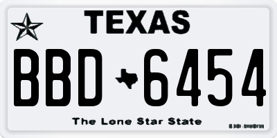 TX license plate BBD6454