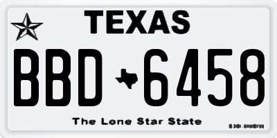 TX license plate BBD6458