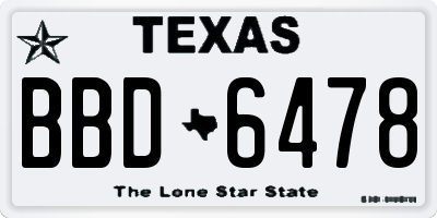 TX license plate BBD6478