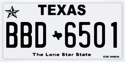 TX license plate BBD6501