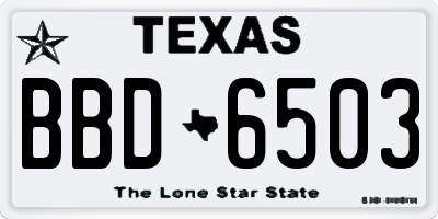 TX license plate BBD6503