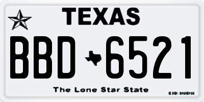 TX license plate BBD6521