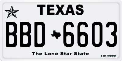 TX license plate BBD6603