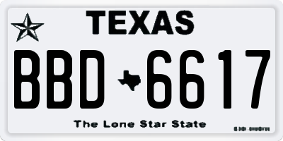 TX license plate BBD6617