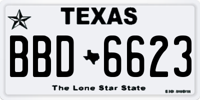 TX license plate BBD6623