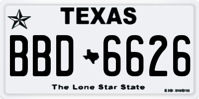TX license plate BBD6626