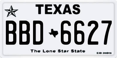 TX license plate BBD6627