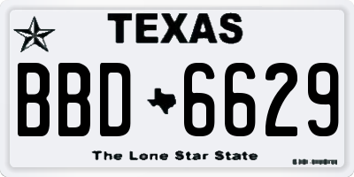 TX license plate BBD6629
