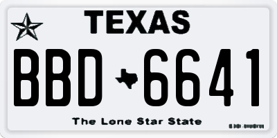 TX license plate BBD6641