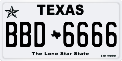 TX license plate BBD6666