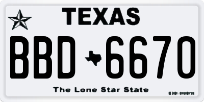 TX license plate BBD6670