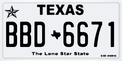 TX license plate BBD6671