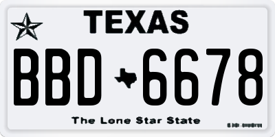 TX license plate BBD6678