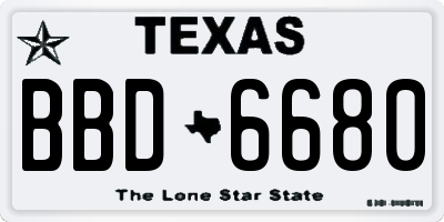 TX license plate BBD6680