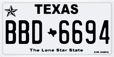 TX license plate BBD6694