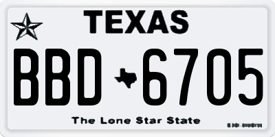 TX license plate BBD6705