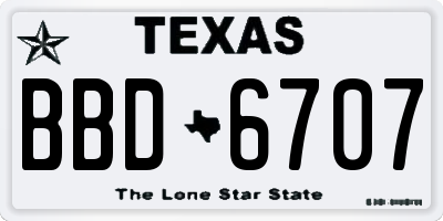 TX license plate BBD6707