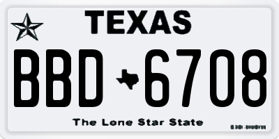 TX license plate BBD6708