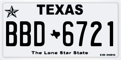 TX license plate BBD6721