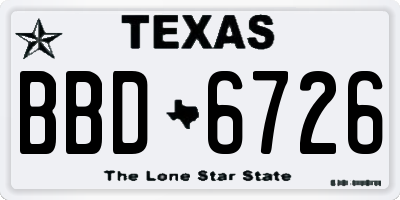 TX license plate BBD6726