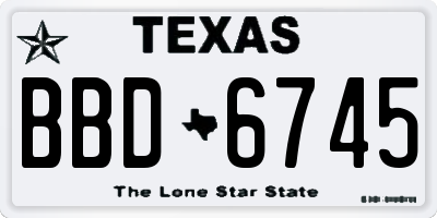 TX license plate BBD6745