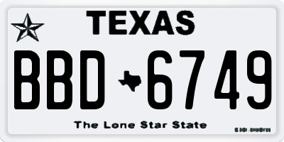 TX license plate BBD6749
