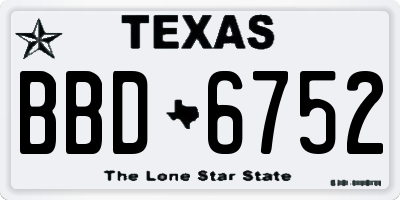 TX license plate BBD6752