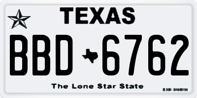TX license plate BBD6762