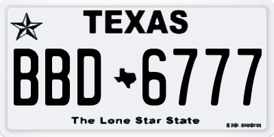 TX license plate BBD6777