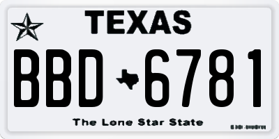 TX license plate BBD6781