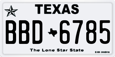 TX license plate BBD6785