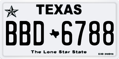 TX license plate BBD6788