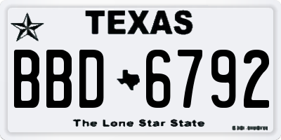 TX license plate BBD6792
