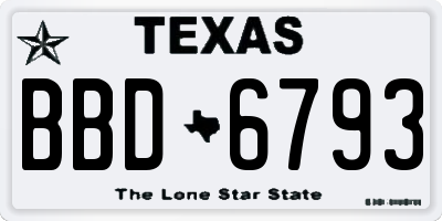 TX license plate BBD6793