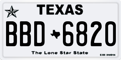 TX license plate BBD6820