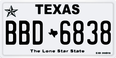 TX license plate BBD6838