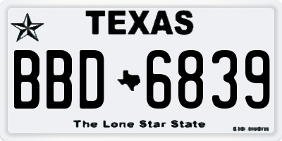 TX license plate BBD6839