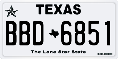 TX license plate BBD6851