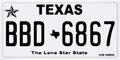 TX license plate BBD6867