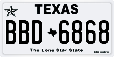 TX license plate BBD6868